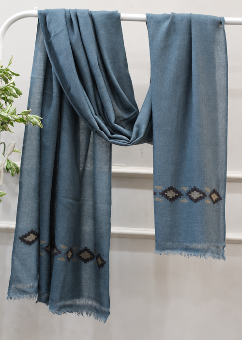 Aab — Muted Blue Wool Shawl